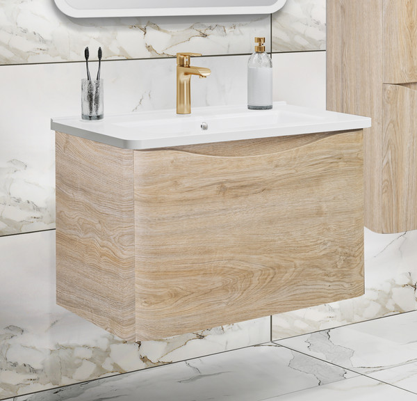 Изображение товара Тумба под умывальник Runo Тоскана 80 (подвесная, светлое дерево)