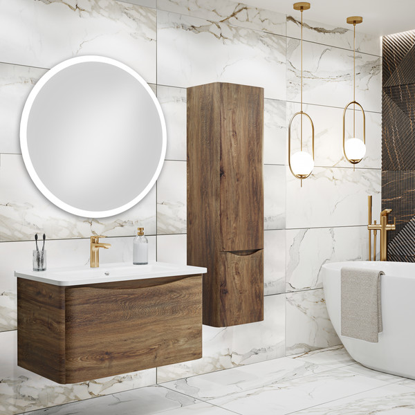 Изображение товара Тумба под умывальник Runo Тоскана 80 (подвесная, темное дерево)
