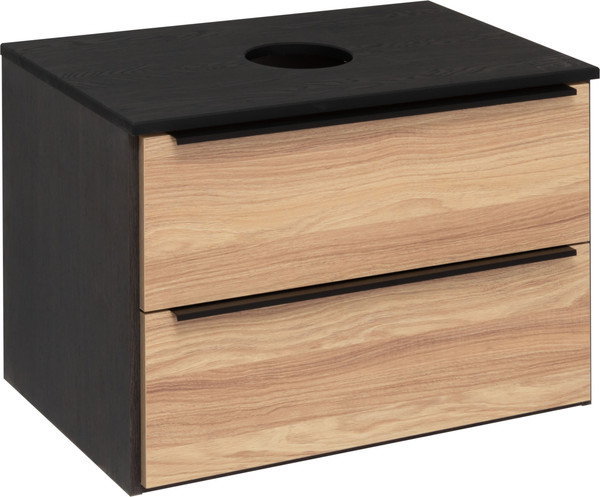 Изображение товара Тумба под умывальник Runo Мальта 70 (подвесная, дуб/черный)