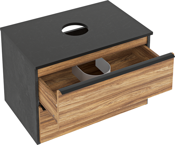 Изображение товара Тумба под умывальник Runo Мальта 70 (подвесная, дуб/черный)