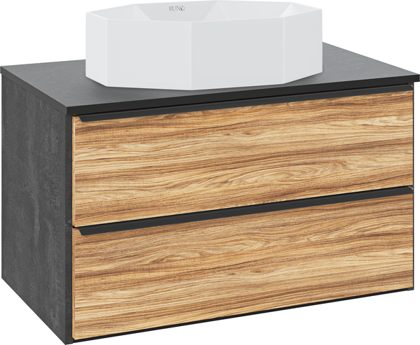 Изображение товара Тумба под умывальник Runo Мальта 70 (подвесная, дуб/черный)