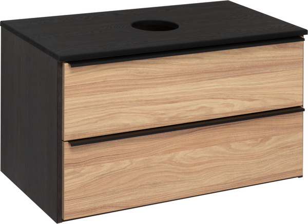 Изображение товара Тумба под умывальник Runo Мальта 85 (подвесная, дуб/черный)