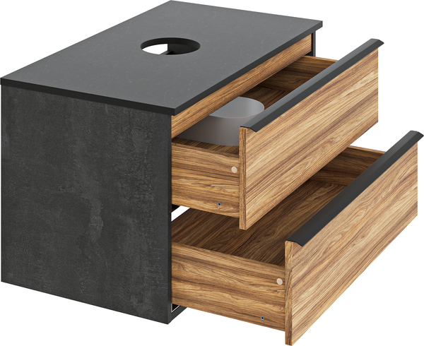 Изображение товара Тумба под умывальник Runo Мальта 85 (подвесная, дуб/черный)