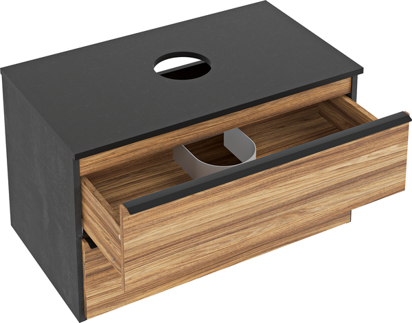 Изображение товара Тумба под умывальник Runo Мальта 85 (подвесная, дуб/черный)