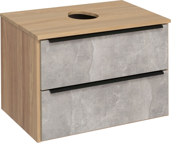 Изображение товара Тумба под умывальник Runo Мальта 70 (подвесная, серый/дуб)