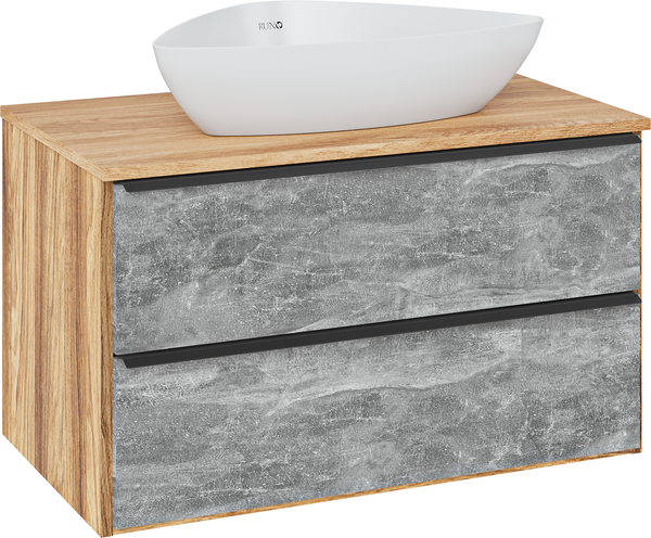 Изображение товара Тумба под умывальник Runo Мальта 70 (подвесная, серый/дуб)