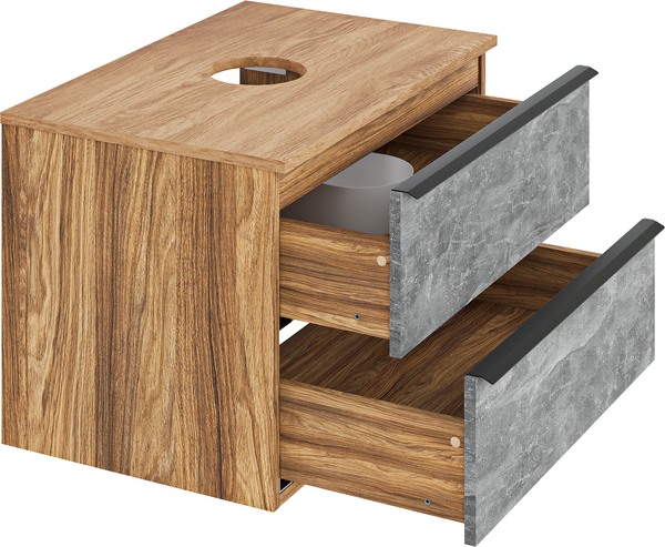 Изображение товара Тумба под умывальник Runo Мальта 70 (подвесная, серый/дуб)