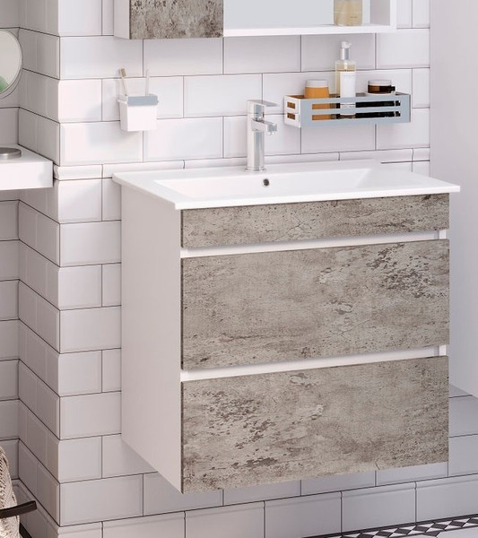 Изображение товара Тумба под умывальник Runo Манхэттен 65 (подвесная, серый бетон)