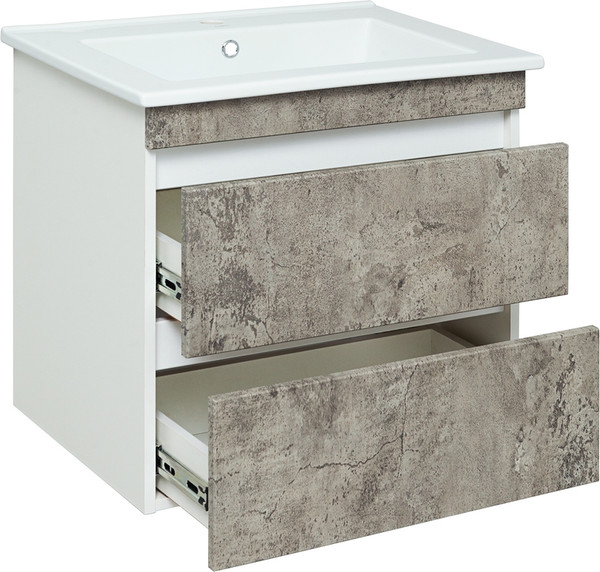 Изображение товара Тумба под умывальник Runo Манхэттен 65 (подвесная, серый бетон)