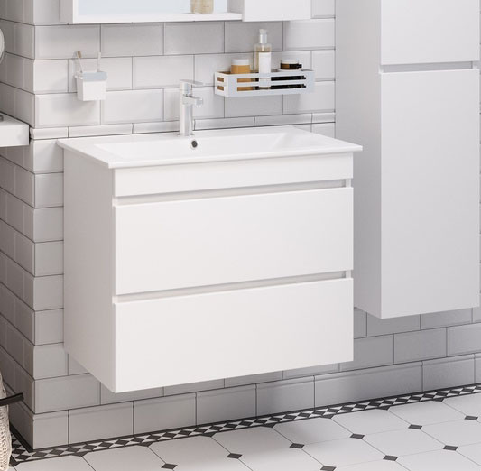 Изображение товара Тумба под умывальник Runo Манхэттен 75 (подвесная, белый)