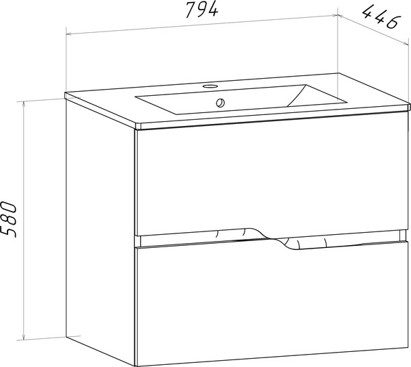 Изображение товара Тумба под умывальник Runo Палермо 80 (подвесная)