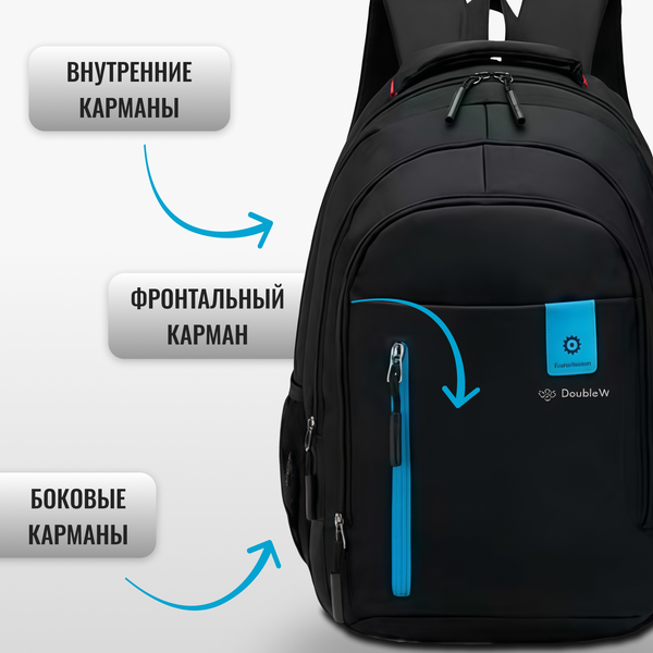 Изображение товара Рюкзак DoubleW 837# (черно-синий)