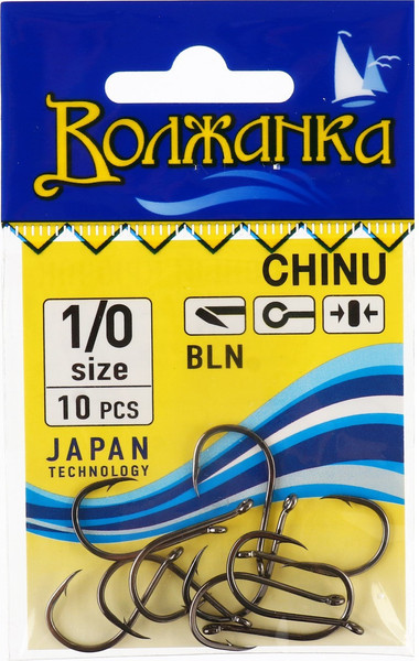 Изображение товара Набор крючков рыболовных Волжанка Chinu / SW-007-1/0 (10шт)