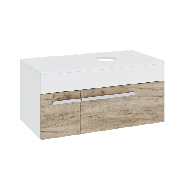 Изображение товара Тумба под умывальник Runo Вудлайн 85 (подвесная, крафтовый дуб)