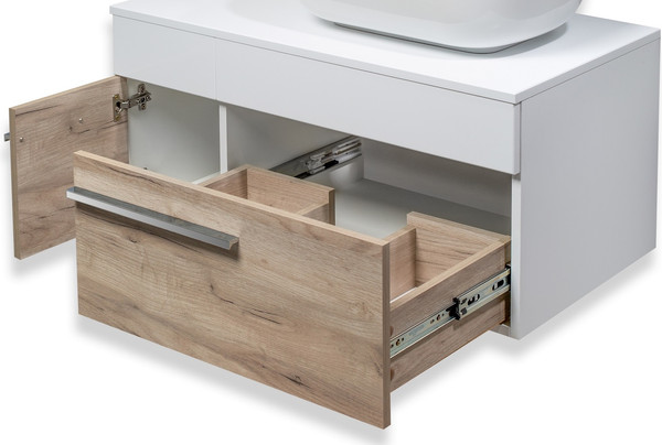 Изображение товара Тумба под умывальник Runo Вудлайн 85 (подвесная, крафтовый дуб)