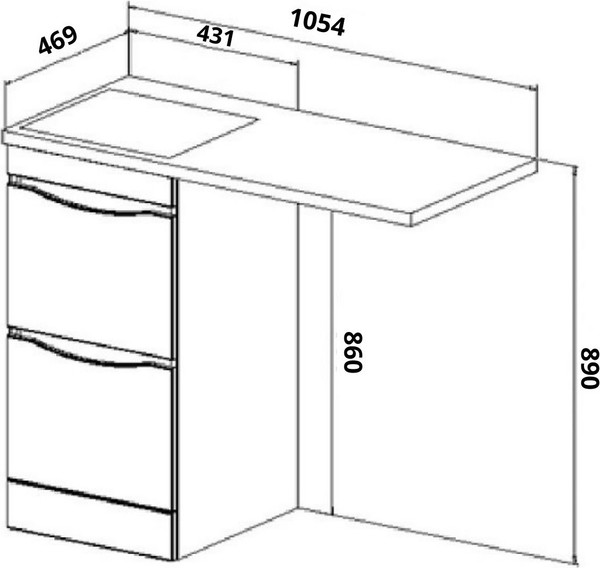 Изображение товара Тумба под умывальник Runo Орион 45 2 ящика (напольная, белый)