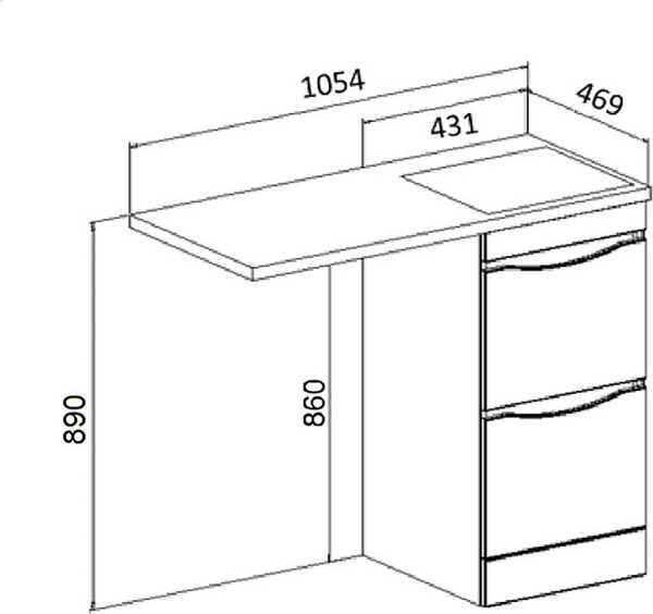 Изображение товара Тумба под умывальник Runo Орион 45 2 ящика (напольная, белый)