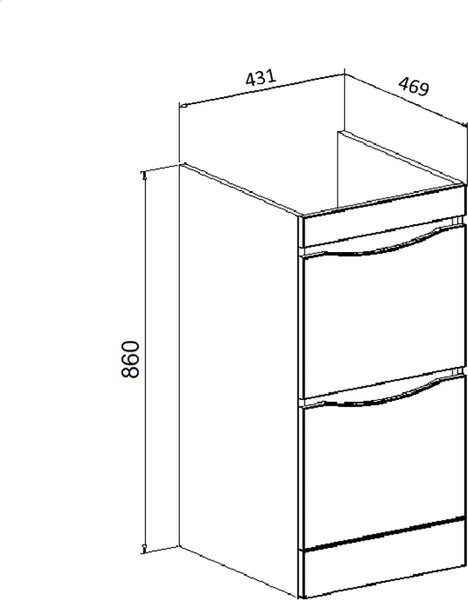 Изображение товара Тумба под умывальник Runo Орион 45 2 ящика (напольная, белый)
