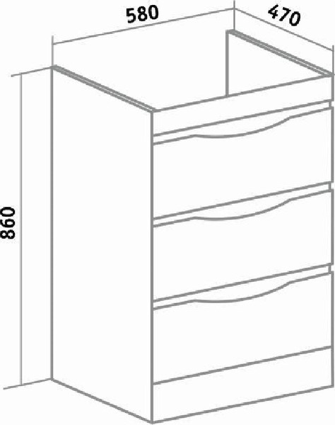 Изображение товара Тумба под умывальник Runo Орион 60 3 ящика (напольная, белый)