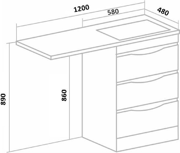 Изображение товара Тумба под умывальник Runo Орион 60 3 ящика (напольная, белый)