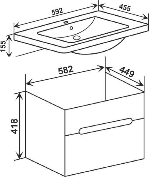 Изображение товара Тумба под умывальник Runo Парма 60 (подвесная, графит)