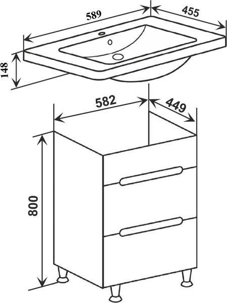 Изображение товара Тумба под умывальник Runo Парма 60 2 ящика (напольная, графит)