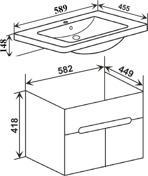 Изображение товара Тумба под умывальник Runo Парма 60 2 двери (подвесная)