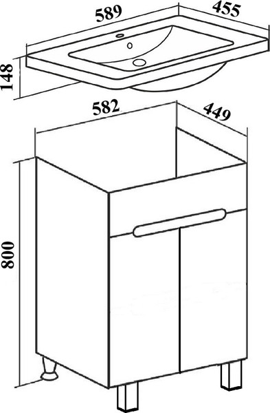 Изображение товара Тумба под умывальник Runo Парма 60 2 двери (напольная)