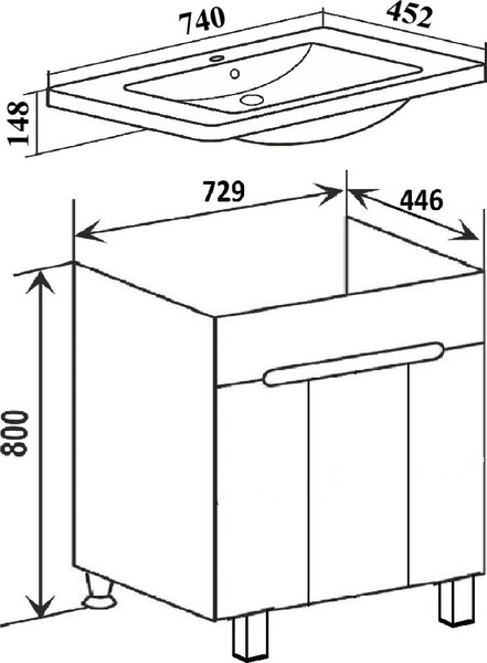 Изображение товара Тумба под умывальник Runo Парма 75 3 двери (напольная)