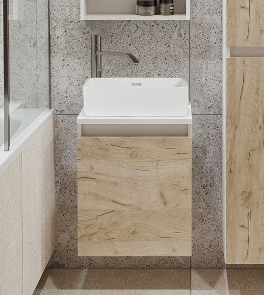 Изображение товара Тумба под умывальник Runo Бари 40 (подвесная, крафт дуб)