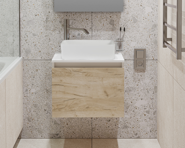 Изображение товара Тумба под умывальник Runo Бари 50 (подвесная, крафт дуб)