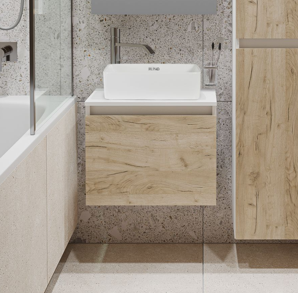 Изображение товара Тумба под умывальник Runo Бари 60 (подвесная, крафт дуб)