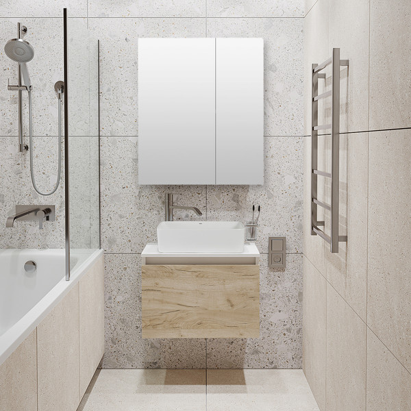 Изображение товара Тумба под умывальник Runo Бари 60 (подвесная, крафт дуб)