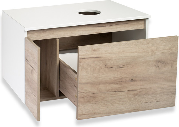 Изображение товара Тумба под умывальник Runo Бари 80 (подвесная, крафт дуб)