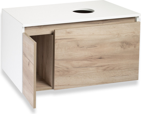 Изображение товара Тумба под умывальник Runo Бари 80 (подвесная, крафт дуб)