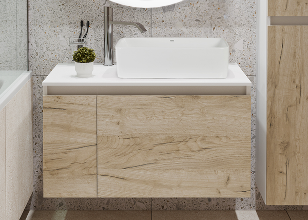 Изображение товара Тумба под умывальник Runo Бари 80 (подвесная, крафт дуб)