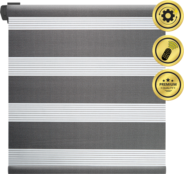 Изображение товара Рулонная электроштора НеоФьюжен Баланс 200х250 правая (темно-серый, черная фурнитура)