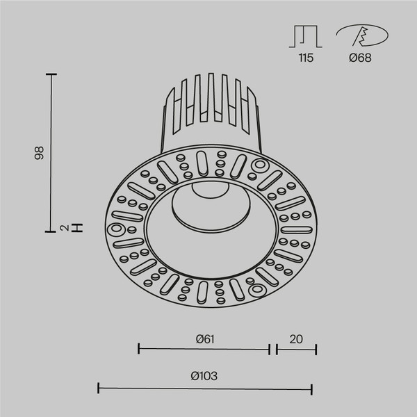 Изображение товара Точечный светильник Maytoni Dip DL121-15W-2.7K-TRS-B