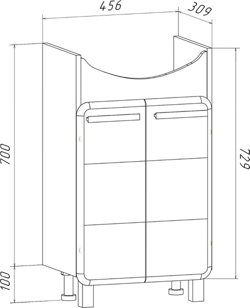 Изображение товара Тумба под умывальник Runo Эрика 50 (напольная)