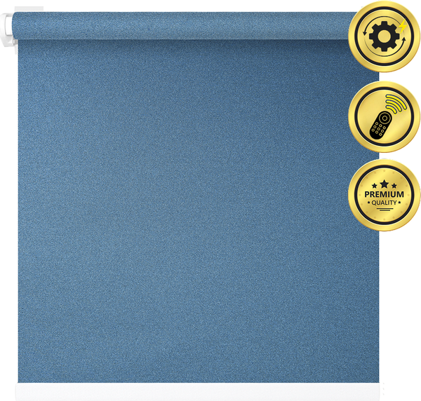 Изображение товара Рулонная электроштора НеоФьюжен Мегаполис 240х250 левая (синий, белая фурнитура)