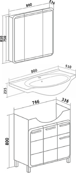 Изображение товара Тумба под умывальник Runo Эрика 80 (напольная)