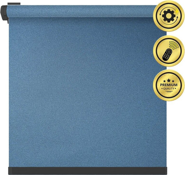 Изображение товара Рулонная электроштора НеоФьюжен Мегаполис 130х250 правая (синий, черная фурнитура)