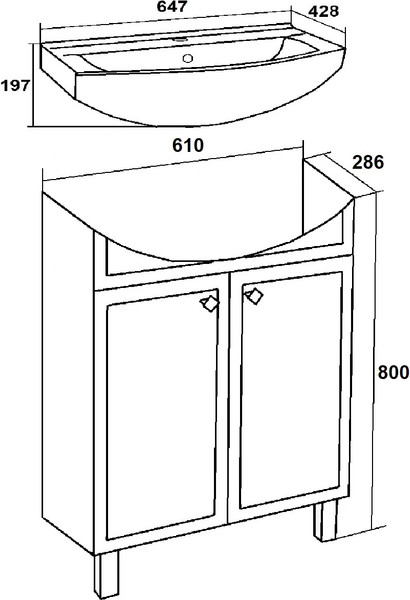 Изображение товара Тумба под умывальник Runo Римини 65 (напольная, белый)