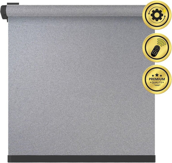 Изображение товара Рулонная электроштора НеоФьюжен Мегаполис 140х250 правая (серебристый, черная фурнитура)