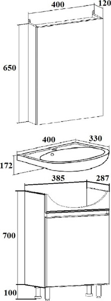 Изображение товара Тумба под умывальник Runo Лада 40 (напольная, дуб/графит)