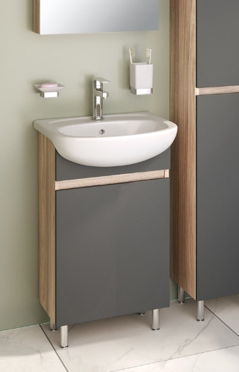 Изображение товара Тумба под умывальник Runo Лада 40 (напольная, дуб/графит)