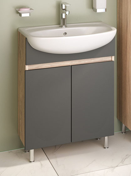 Изображение товара Тумба под умывальник Runo Лада 50 (напольная, дуб/графит)