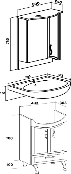 Изображение товара Тумба под умывальник Runo Севилья 50 (напольная)