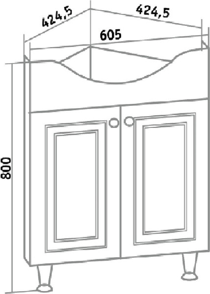 Изображение товара Тумба под умывальник Runo Классик 65 угловая (напольная)