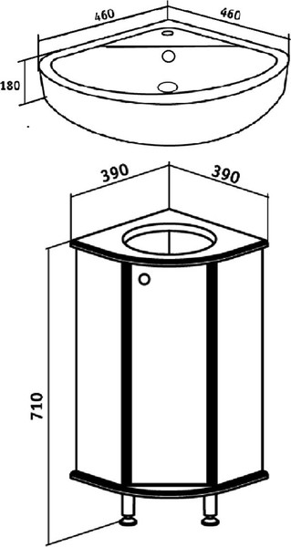 Изображение товара Тумба под умывальник Runo Браво 40 угловая (напольная)